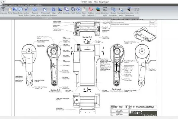 Möbelbauteil mit 2D-Werkstattzeichnung