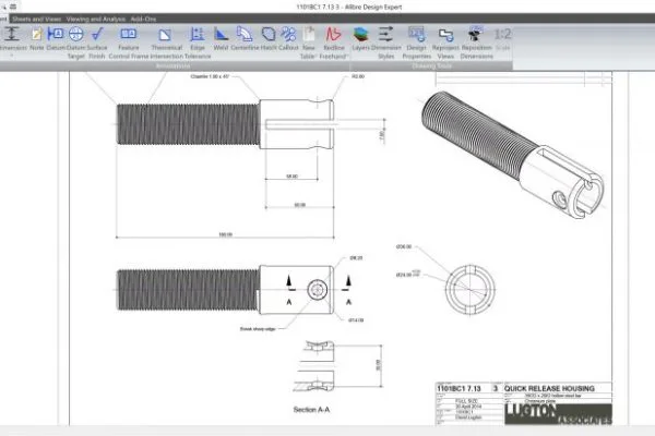 Möbelbauteil mit 2D-Werkstattzeichnung