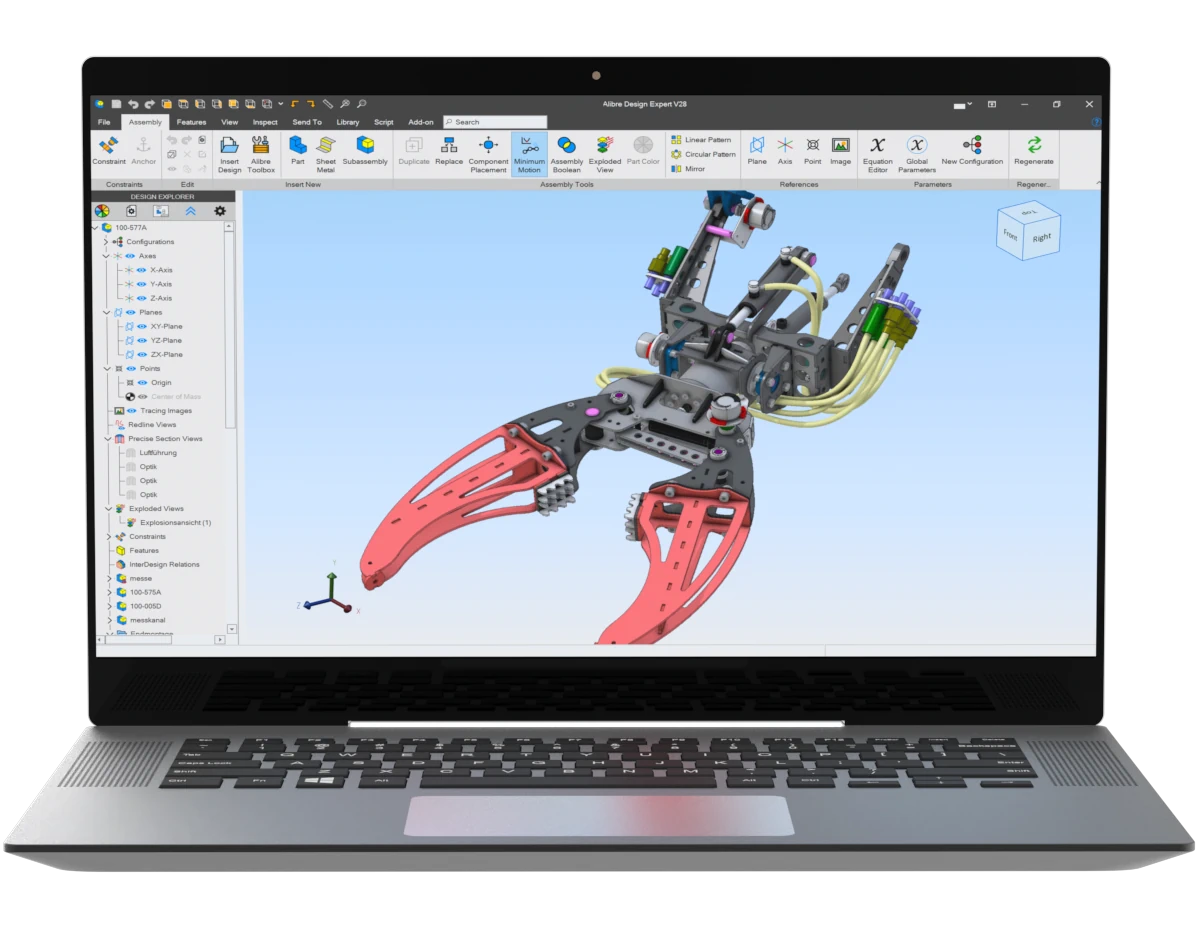 Alibre Design Software auf dem Laptop
