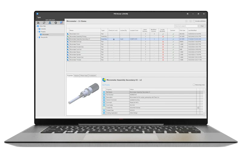 Datenverwaltung in Alibre Software
