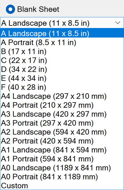 Drawing Sizes Abbildung
